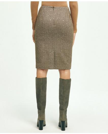Wool Blend Sequin Pencil Skirt