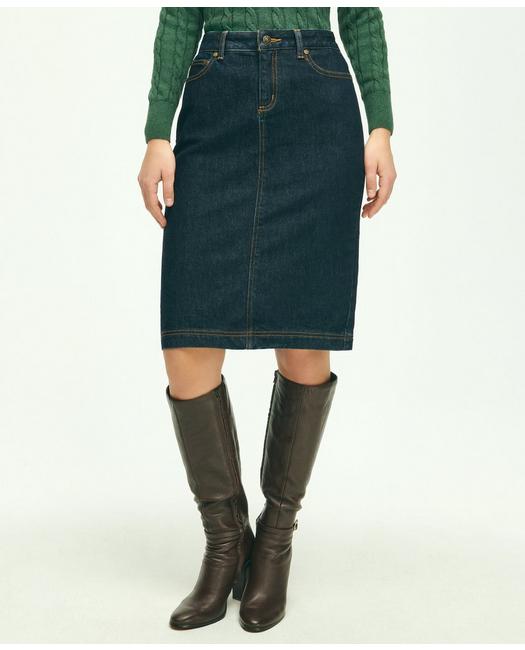 Brooks Brothers 5-pocket Slim Denim Pencil Skirt | Deep Indigo | Size 4