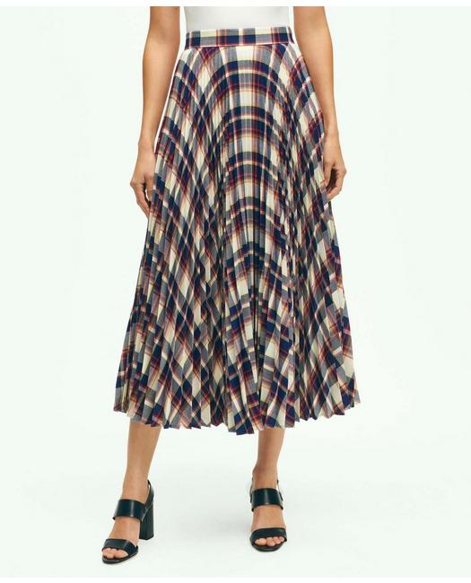 Brooks Brothers Pleated Madras Skirt | Size 8 In Multicolor