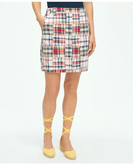 Brooks Brothers Madras Patchwork Pencil Skirt In Cotton | Size 0 In Multicolor