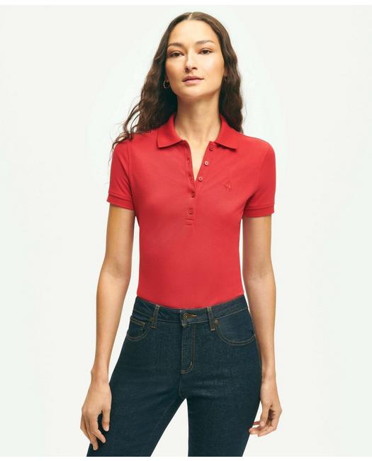 Brooks Brothers Supima Cotton Stretch Pique Polo Shirt | Bright Red | Size Medium