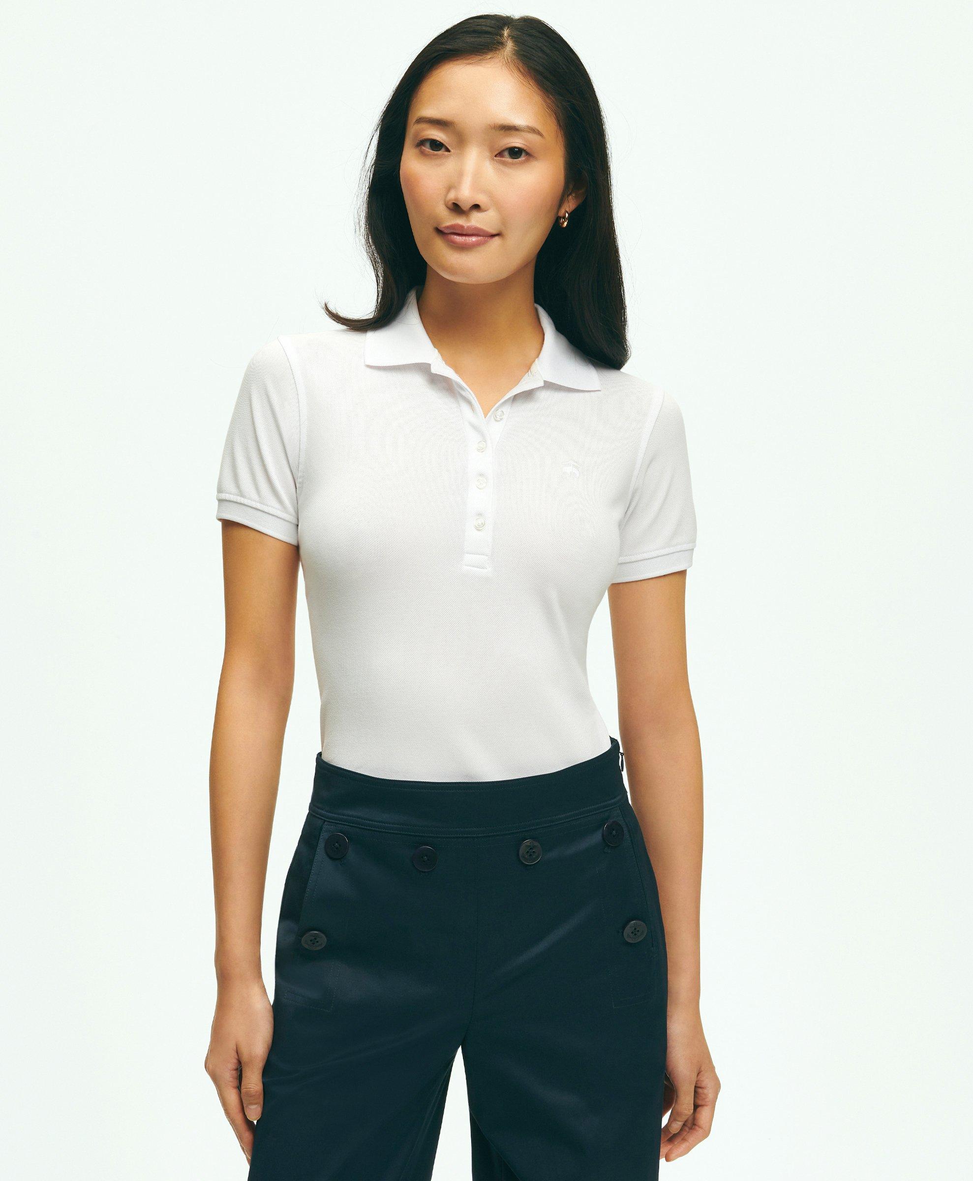 Brooks Brothers Supima Cotton Stretch Pique Polo Shirt | White | Size Medium