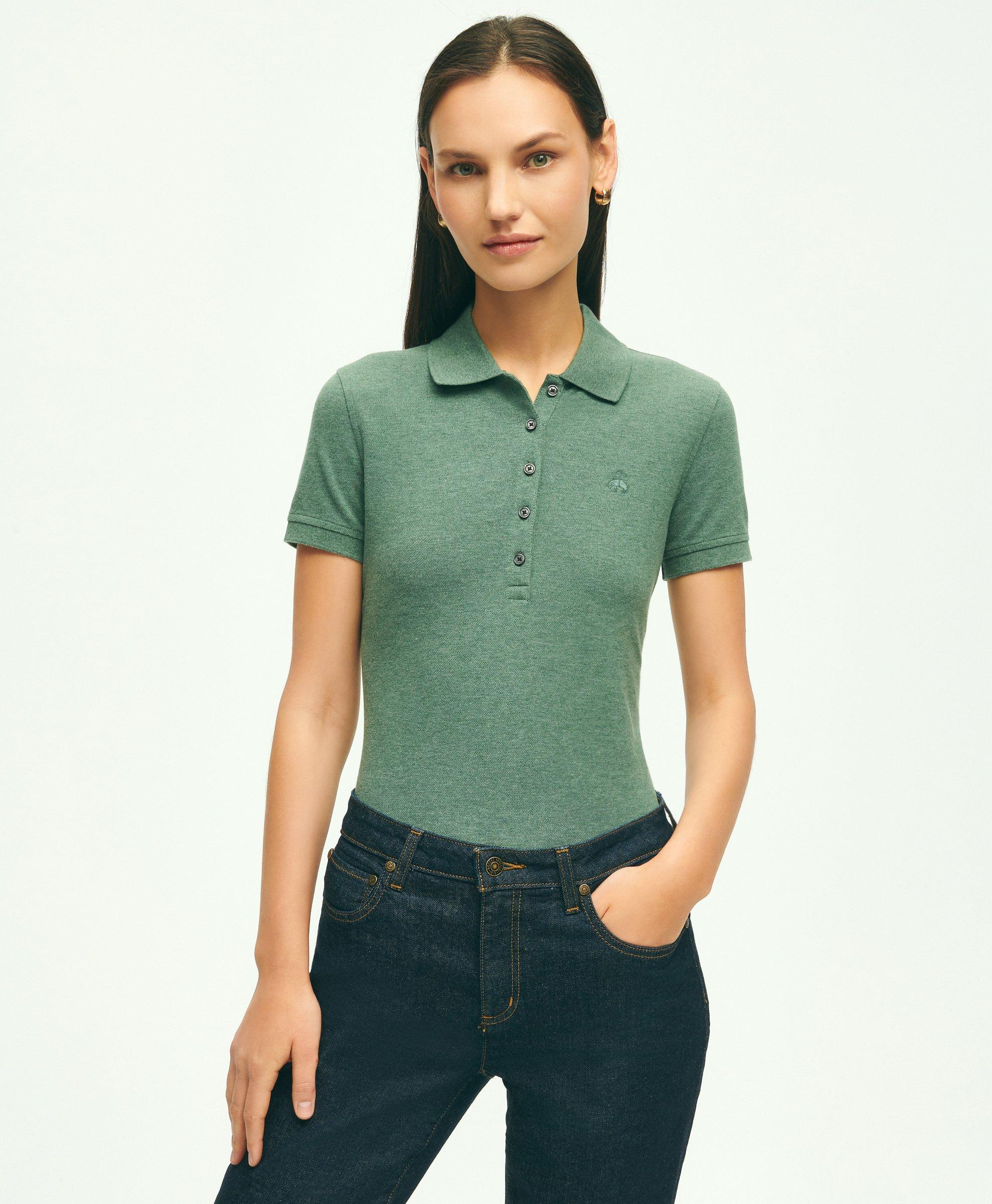 Brooks Brothers Supima Cotton Stretch Pique Polo Shirt | Dark Green Heather | Size Xs