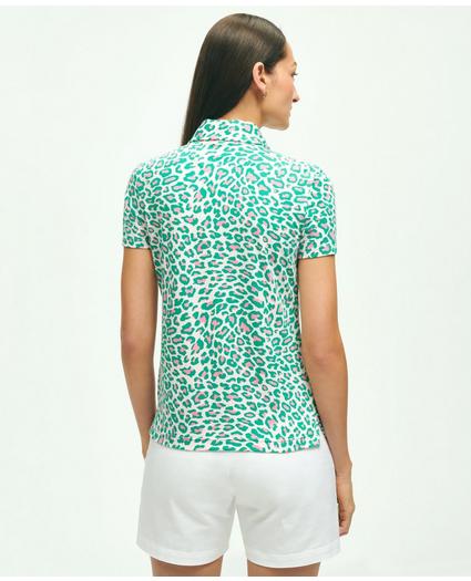 Leopard Print Jersey Knit Polo Shirt