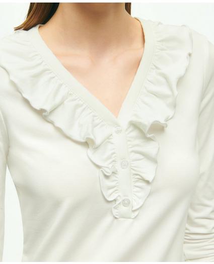 Long Sleeve Cotton Modal Ruffled Top