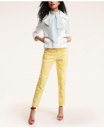 Stretch Cotton Floral Embroidered Pants