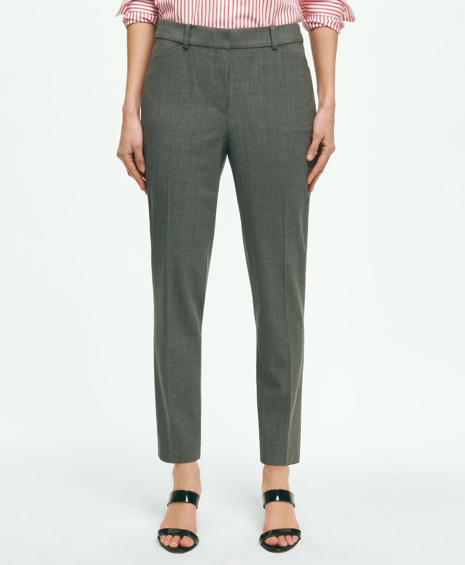 Brooks Brothers The Essential Stretch Wool Slim Crop Pants | Dark Grey | Size 12
