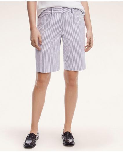 Stretch Cotton Bermuda Seersucker Shorts