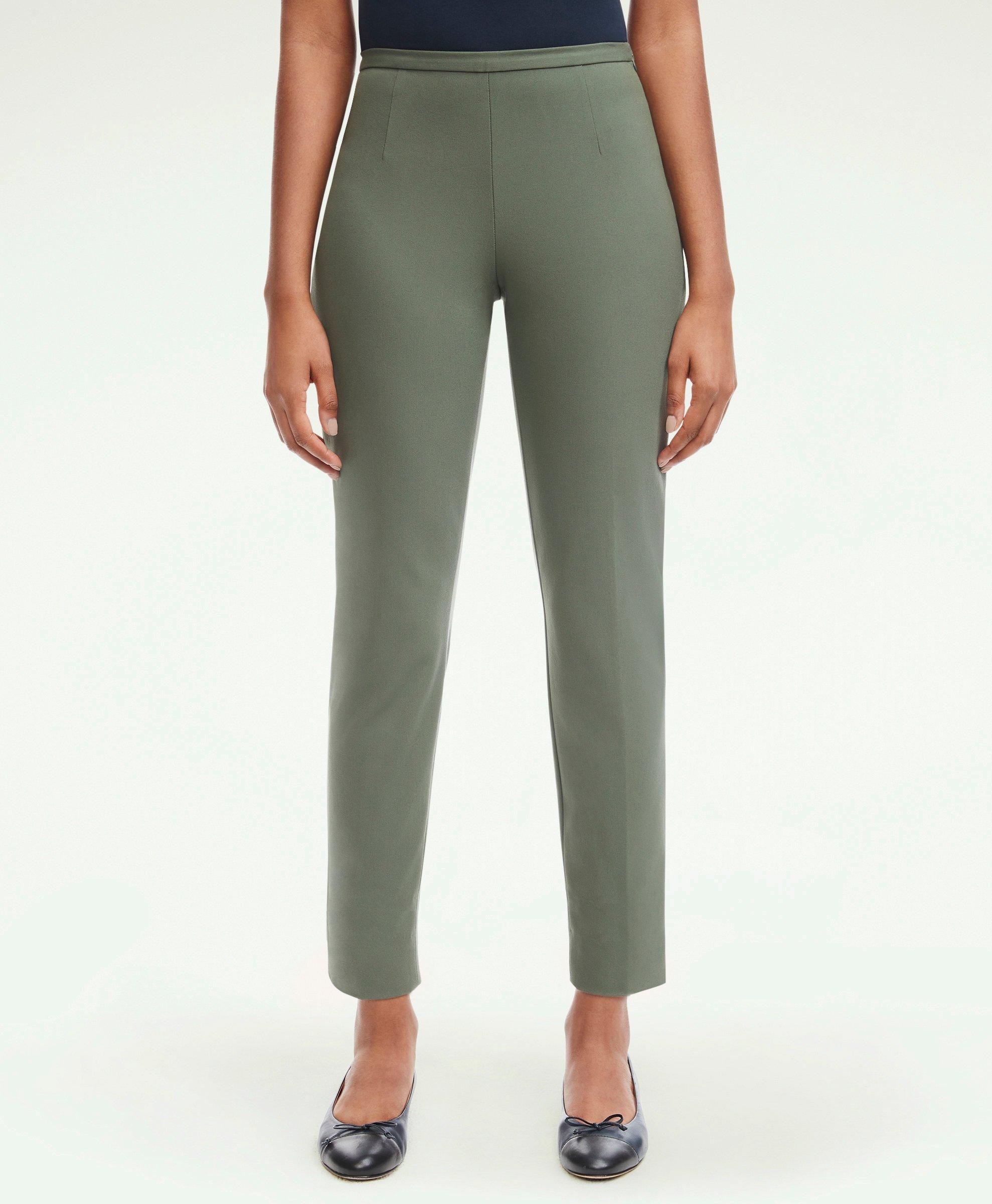 Brooks Brothers Side-zip Stretch Cotton Pant | Green | Size 10
