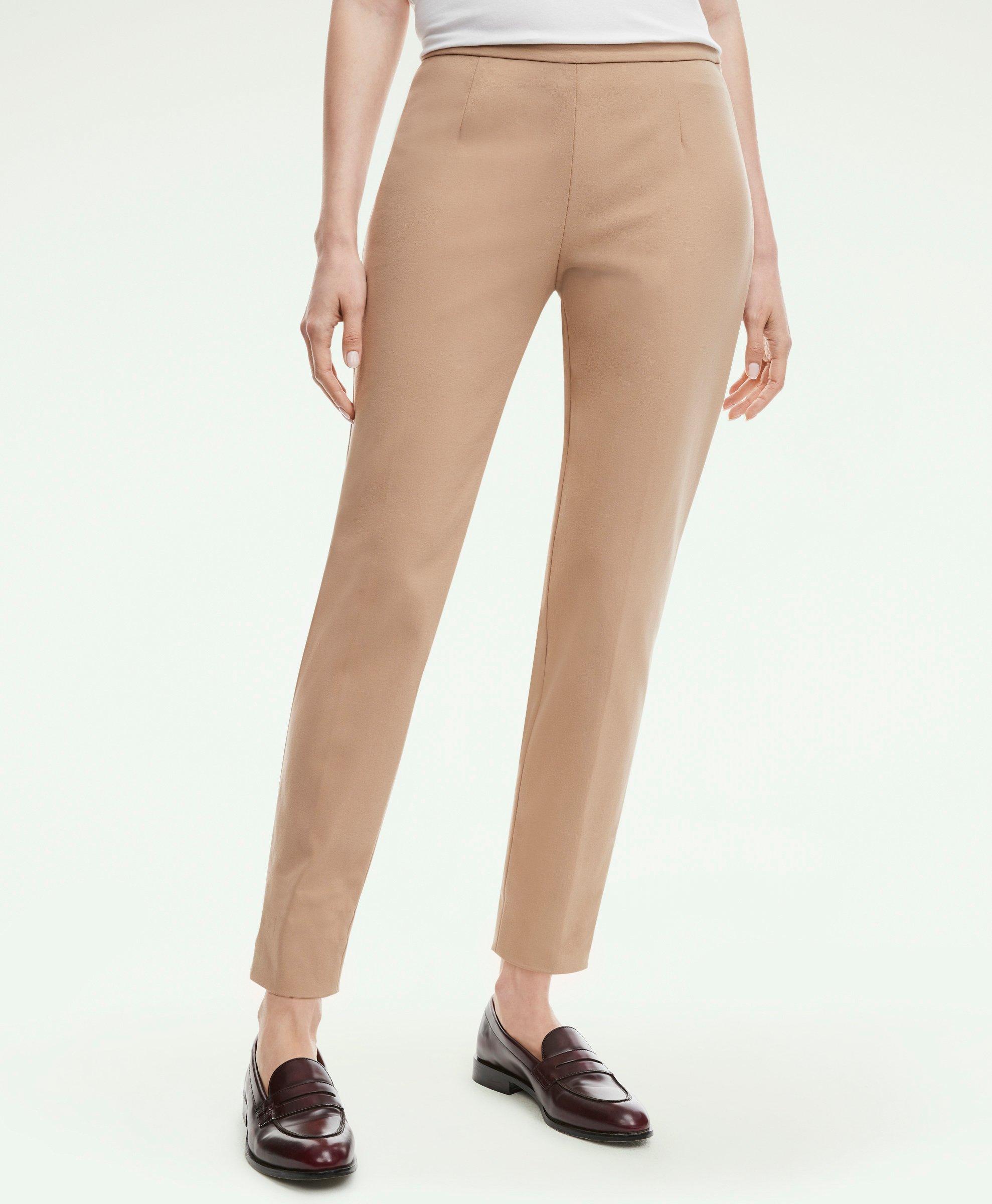 Brooks Brothers Side-zip Stretch Cotton Pant | Medium Beige | Size 8