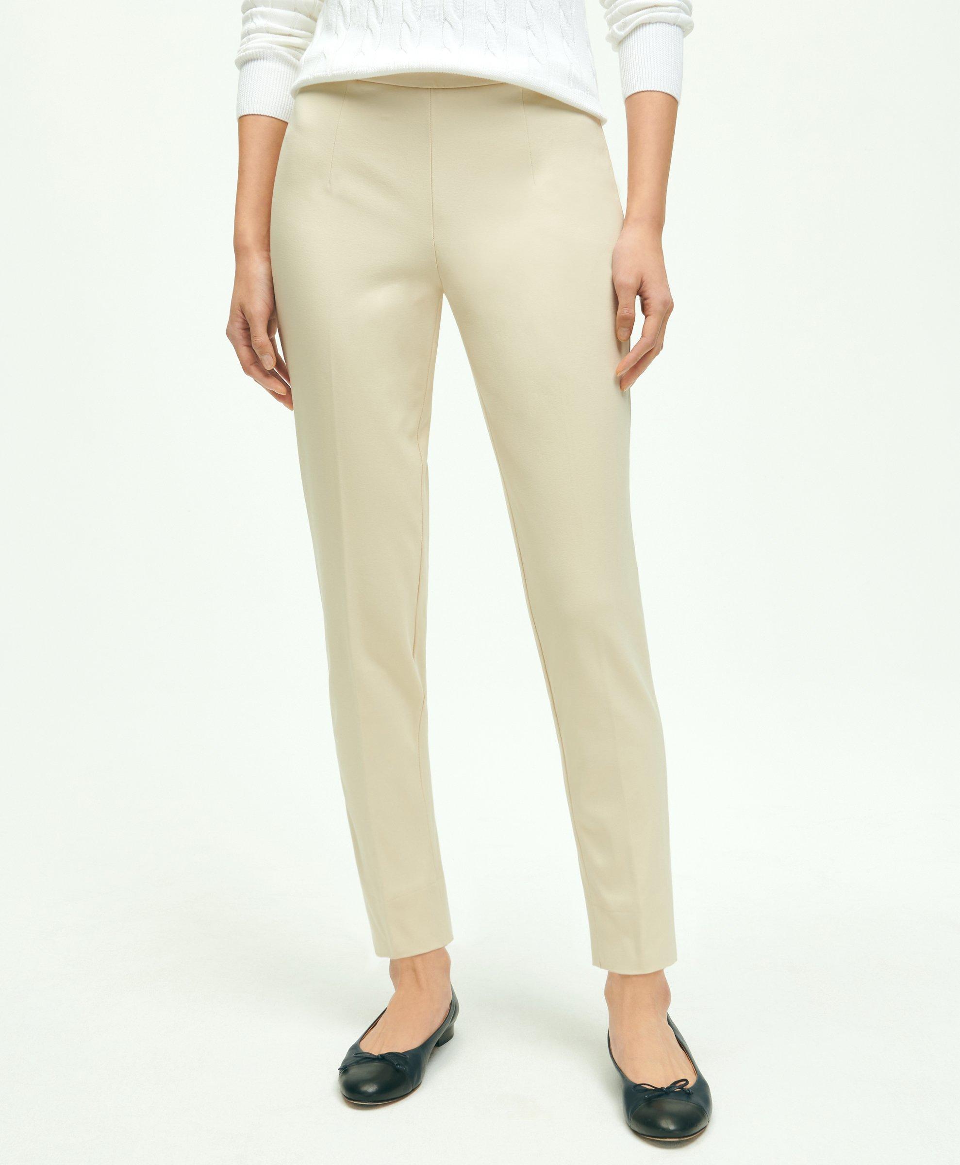 Brooks Brothers Side-zip Stretch Cotton Pant | Oatmeal | Size 16