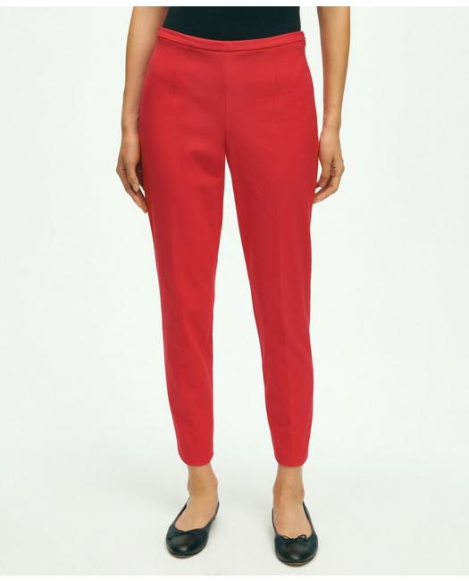 Brooks Brothers Side-zip Stretch Cotton Pant | Red | Size 14