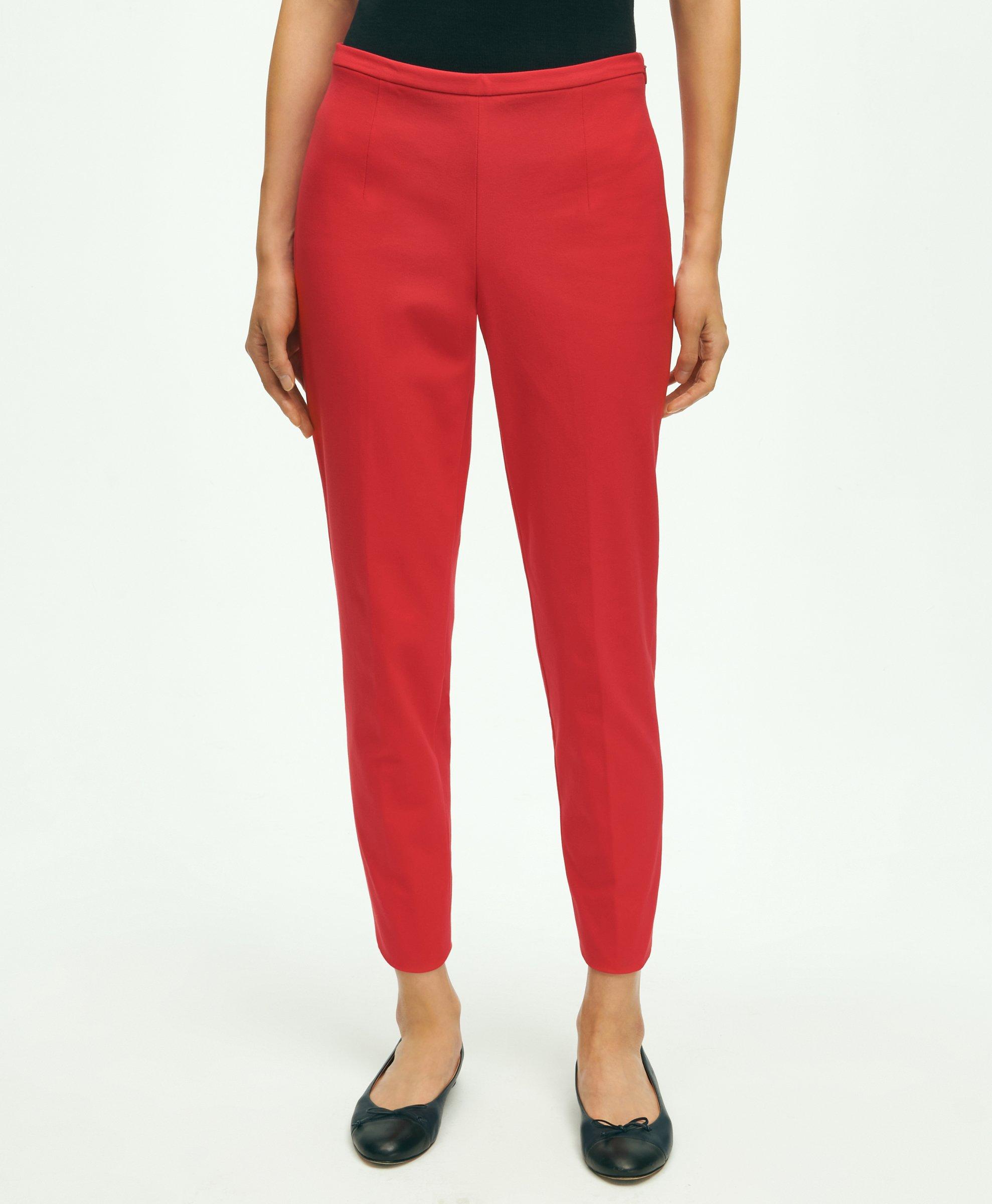 Brooks Brothers Side-zip Stretch Cotton Pant | Red | Size 10