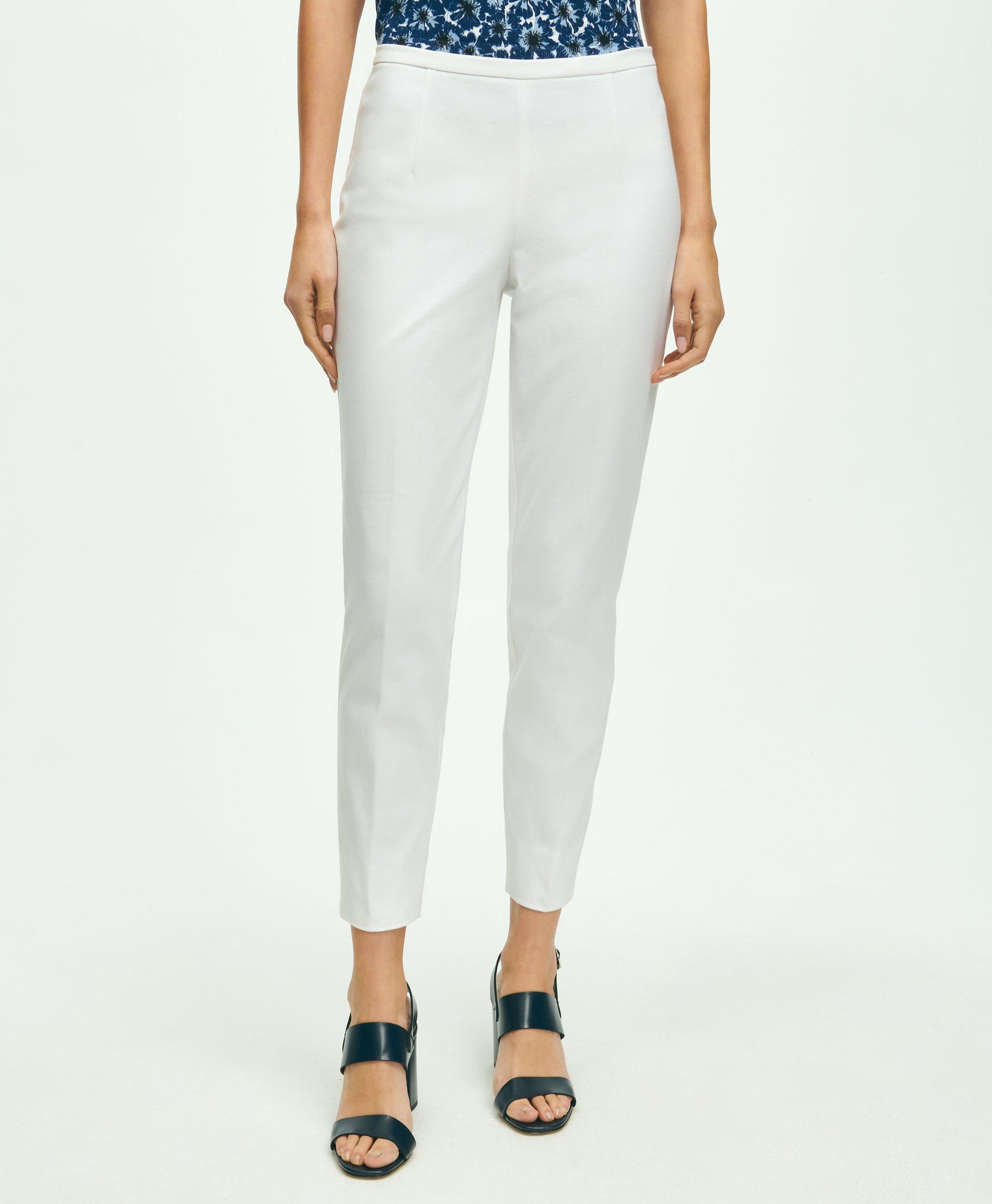 Brooks Brothers Side-zip Stretch Cotton Pant | White | Size 16