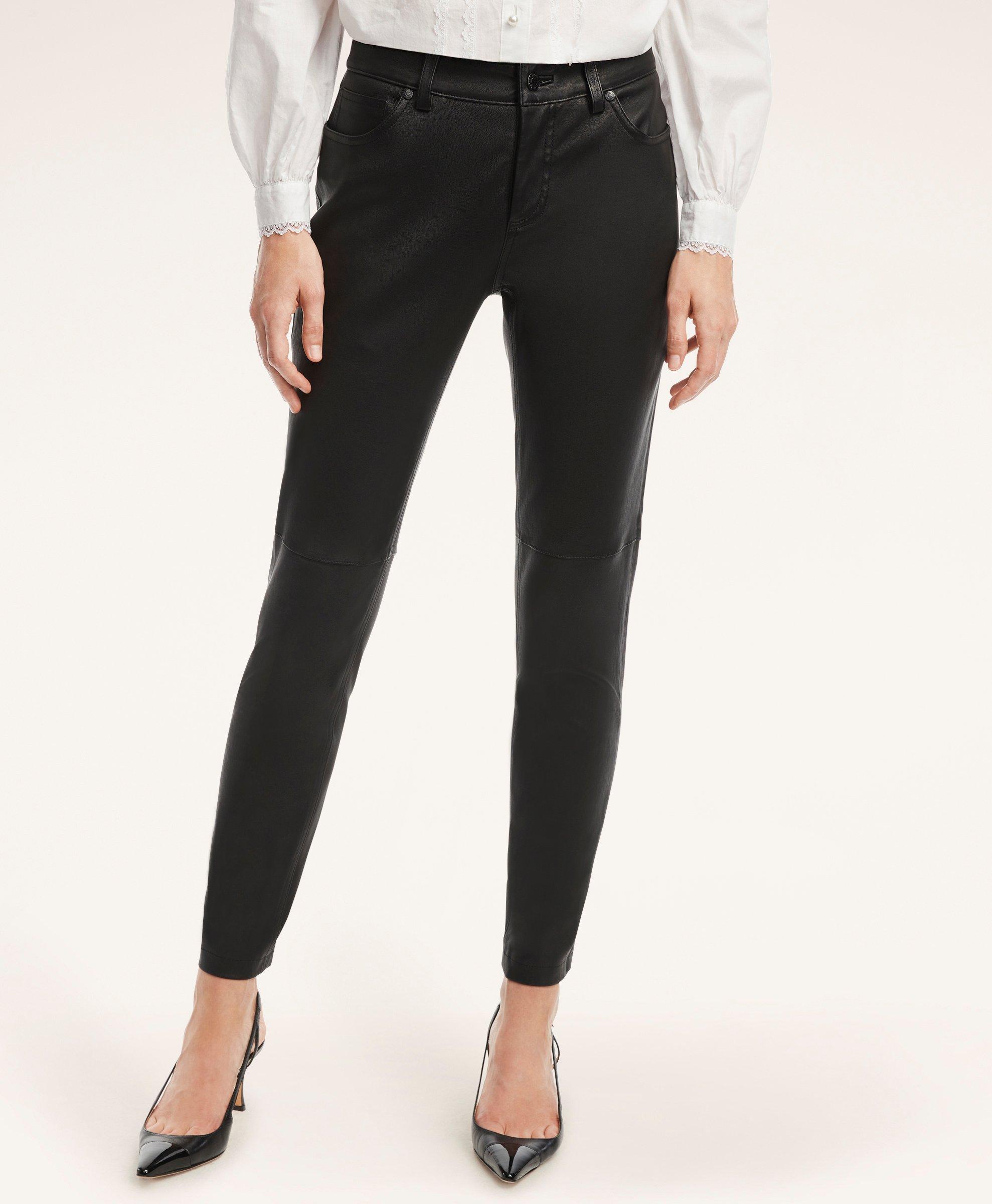 Brooks Brothers Leather 5-pocket Mid-rise Pants | Black | Size 6