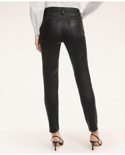 Leather 5-Pocket Mid-Rise Pants
