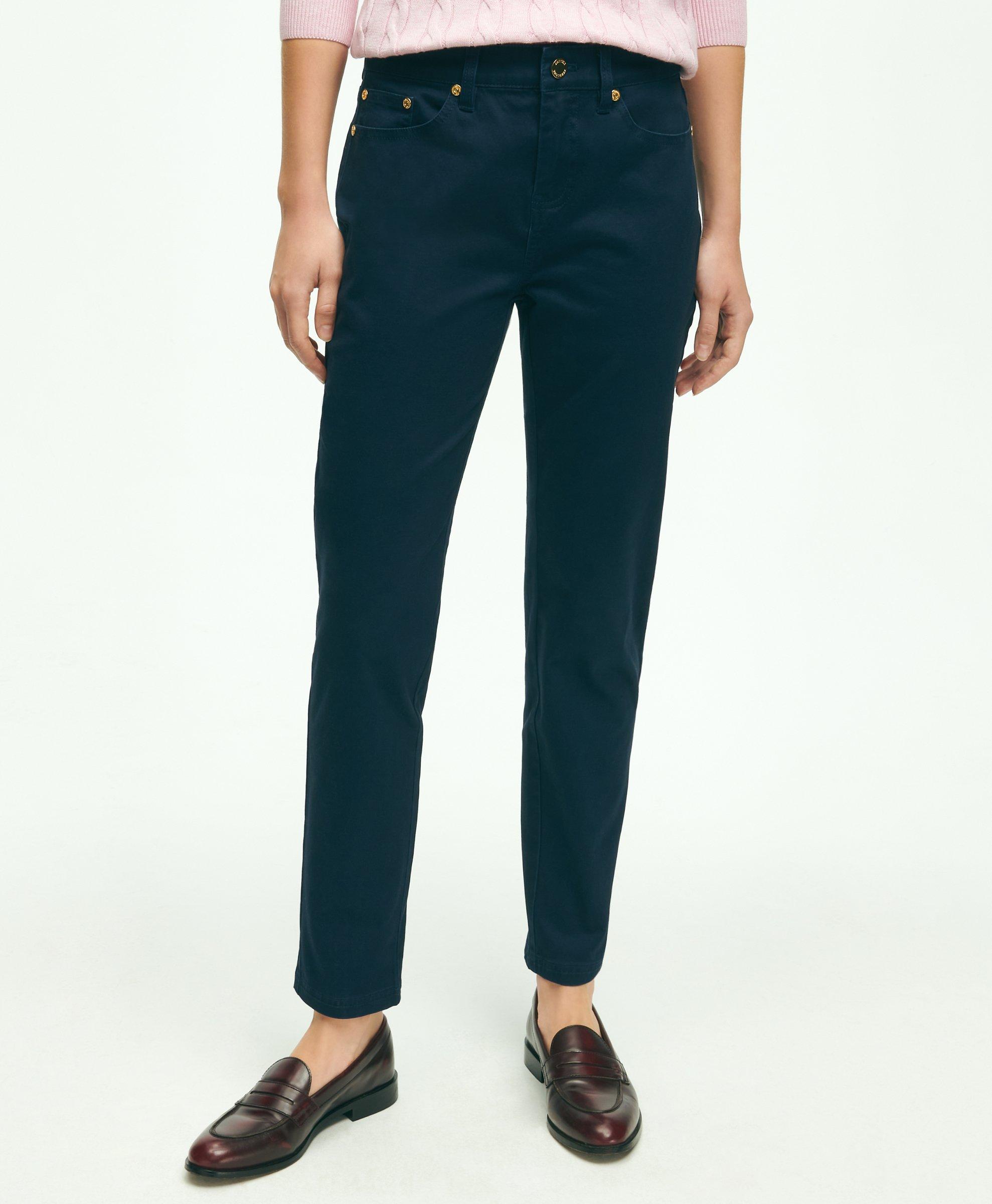 Brooks Brothers Stretch Cotton Five-pocket Pants | Navy | Size 8