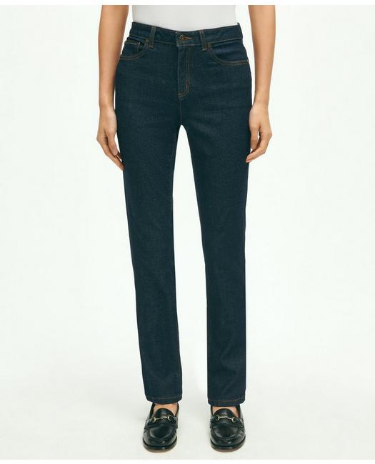 Brooks Brothers Stretch Cotton Slim-straight Denim Jeans | Dark Denim | Size 8