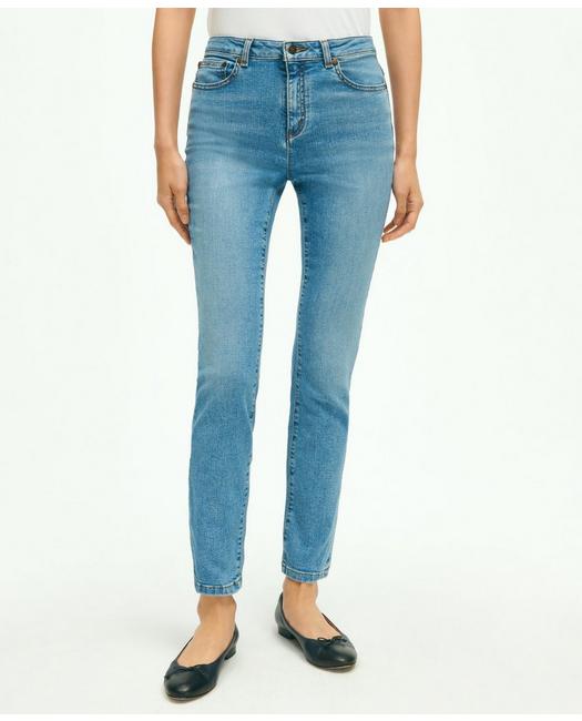 Brooks Brothers Stretch Cotton Slim-straight Denim Jeans | Light Denim | Size 12