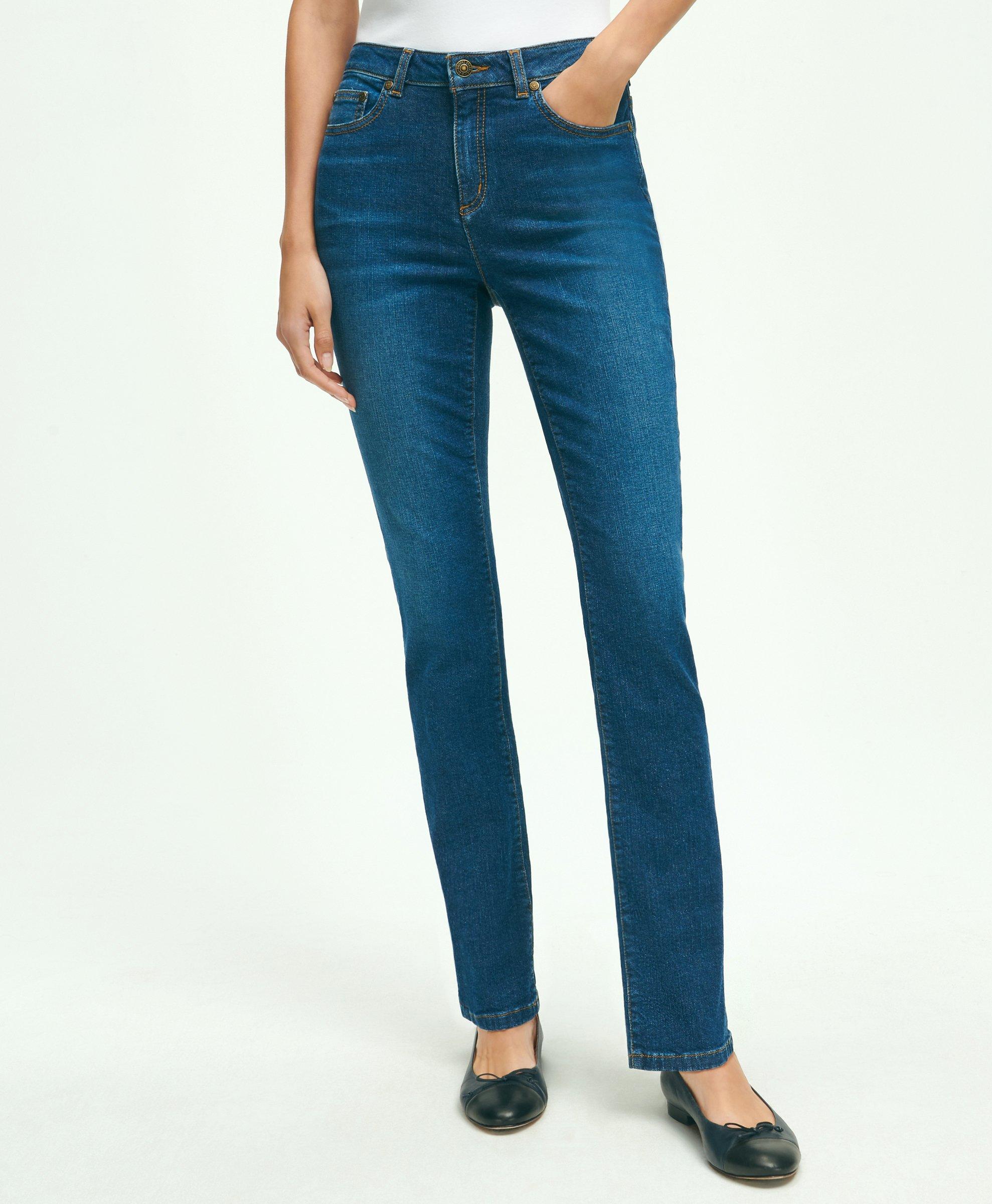 Brooks Brothers Stretch Cotton Slim-straight Denim Jeans | Medium Denim | Size 8