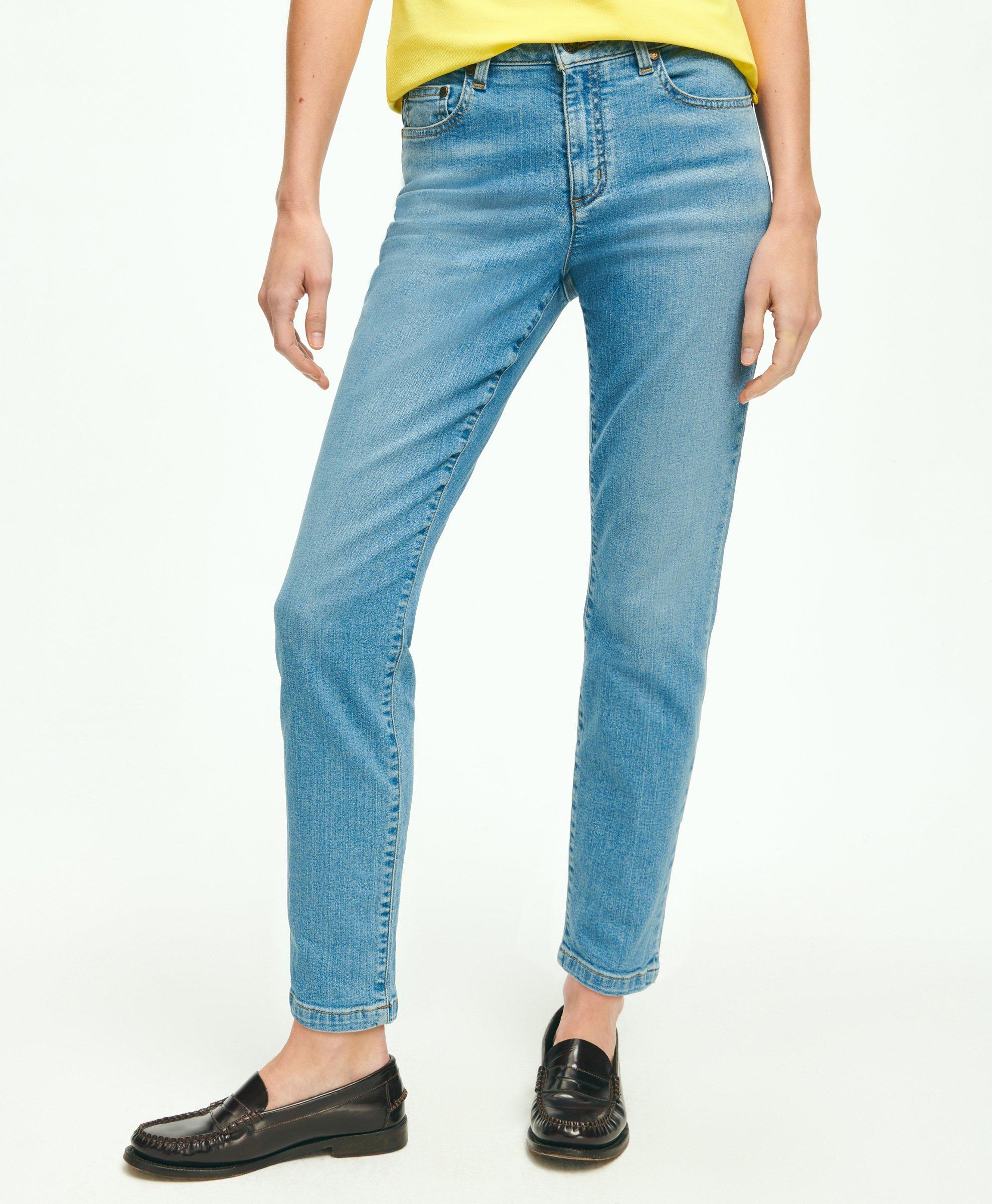 Brooks Brothers Stretch Cotton Slim-straight Cropped Denim Jeans | Light Denim | Size 0
