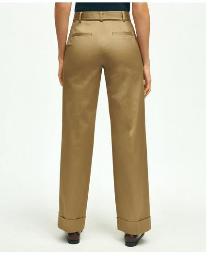 Stretch Cotton Twill Belted Pants
