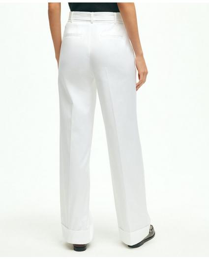 Stretch Cotton Twill Belted Pants