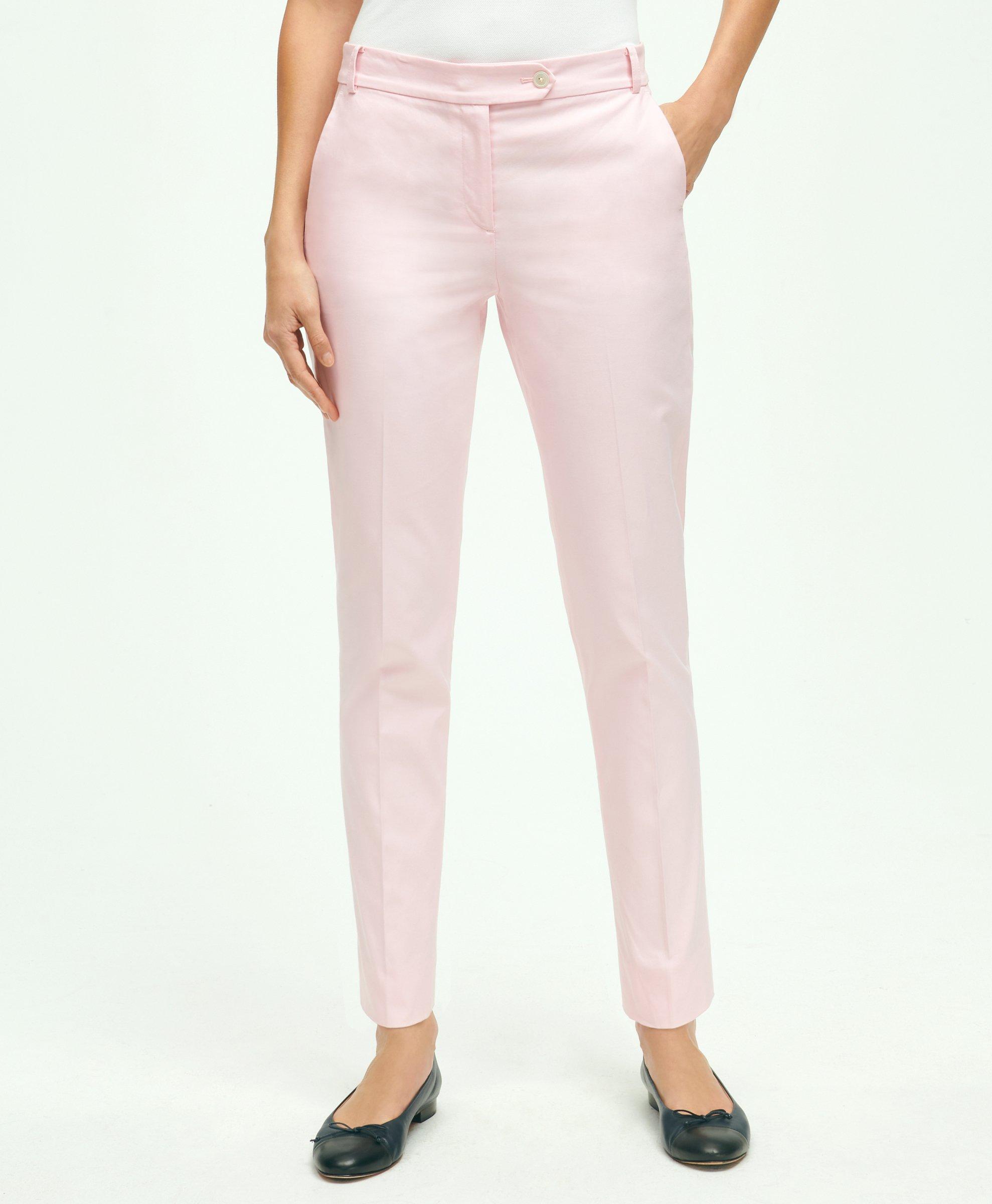 Brooks Brothers Stretch Cotton Pinpoint Oxford Cropped Pants | Pink | Size 6