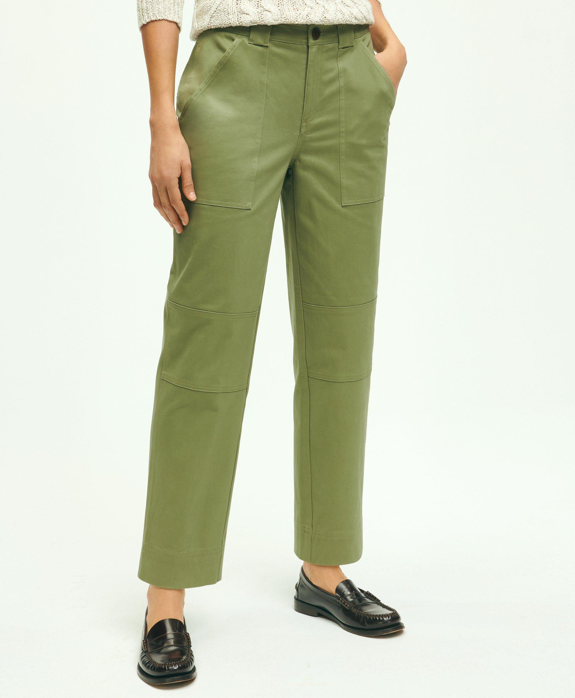 Buy Khaki Green Regular Tapered Stretch Utility Cargo Trousers