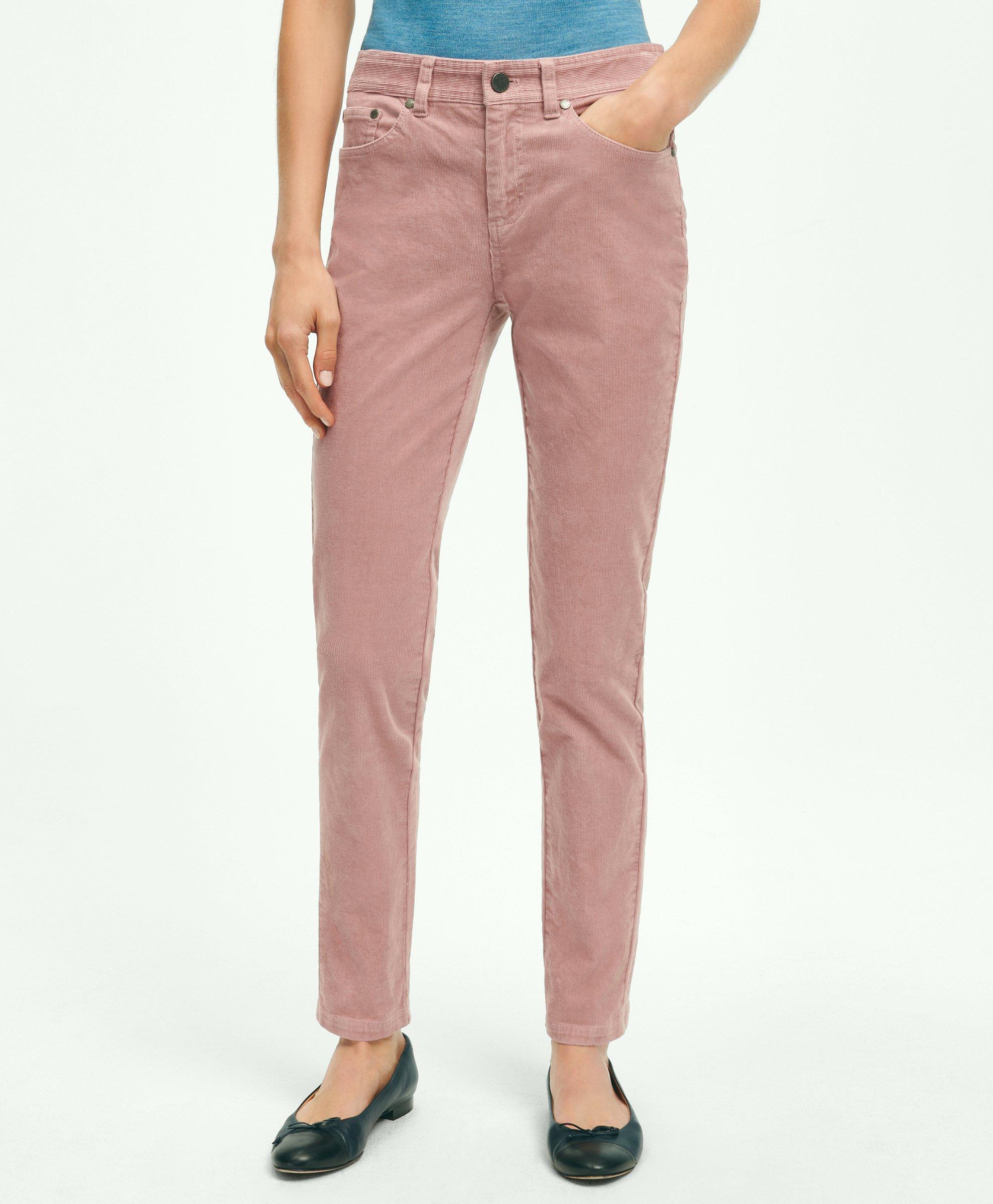 Stretch Cotton Fine-Wale Corduroy Embroidered Pants