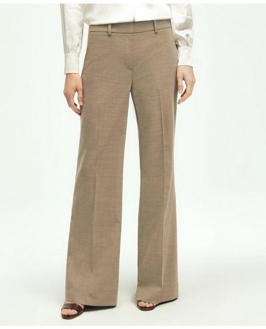 Brooks Brothers Stretch Wool Wide Leg Trousers | Taupe | Size 14