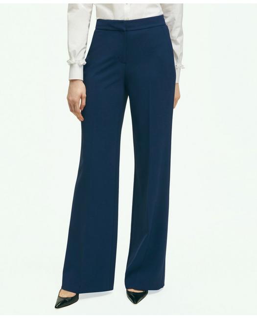 Brooks Brothers Fine Twill Crepe Wide-leg Trousers | Bright Navy | Size 2