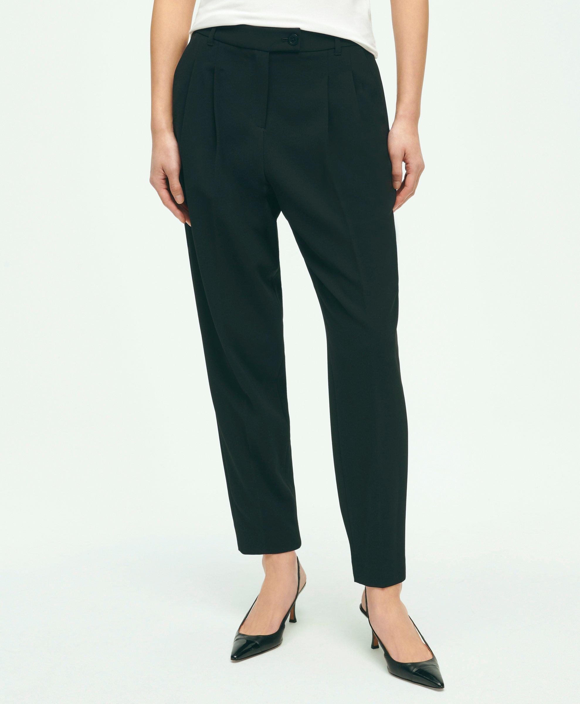Shop Brooks Brothers Cropped Fine Twill Crepe Pants | Black | Size 12