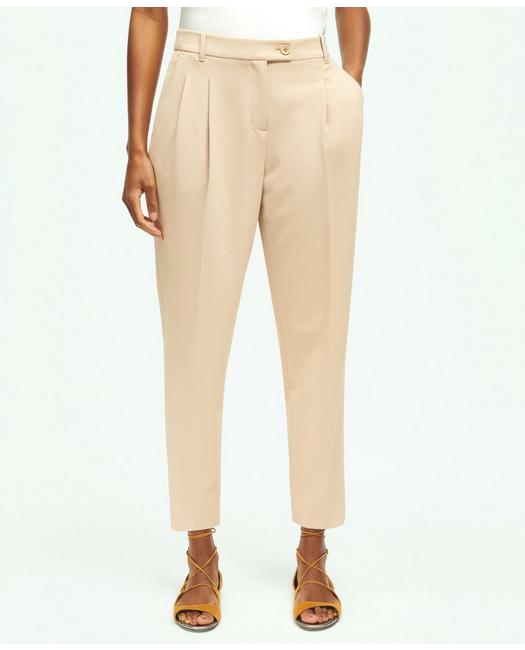 Brooks Brothers Cropped Fine Twill Crepe Pants | Khaki | Size 6
