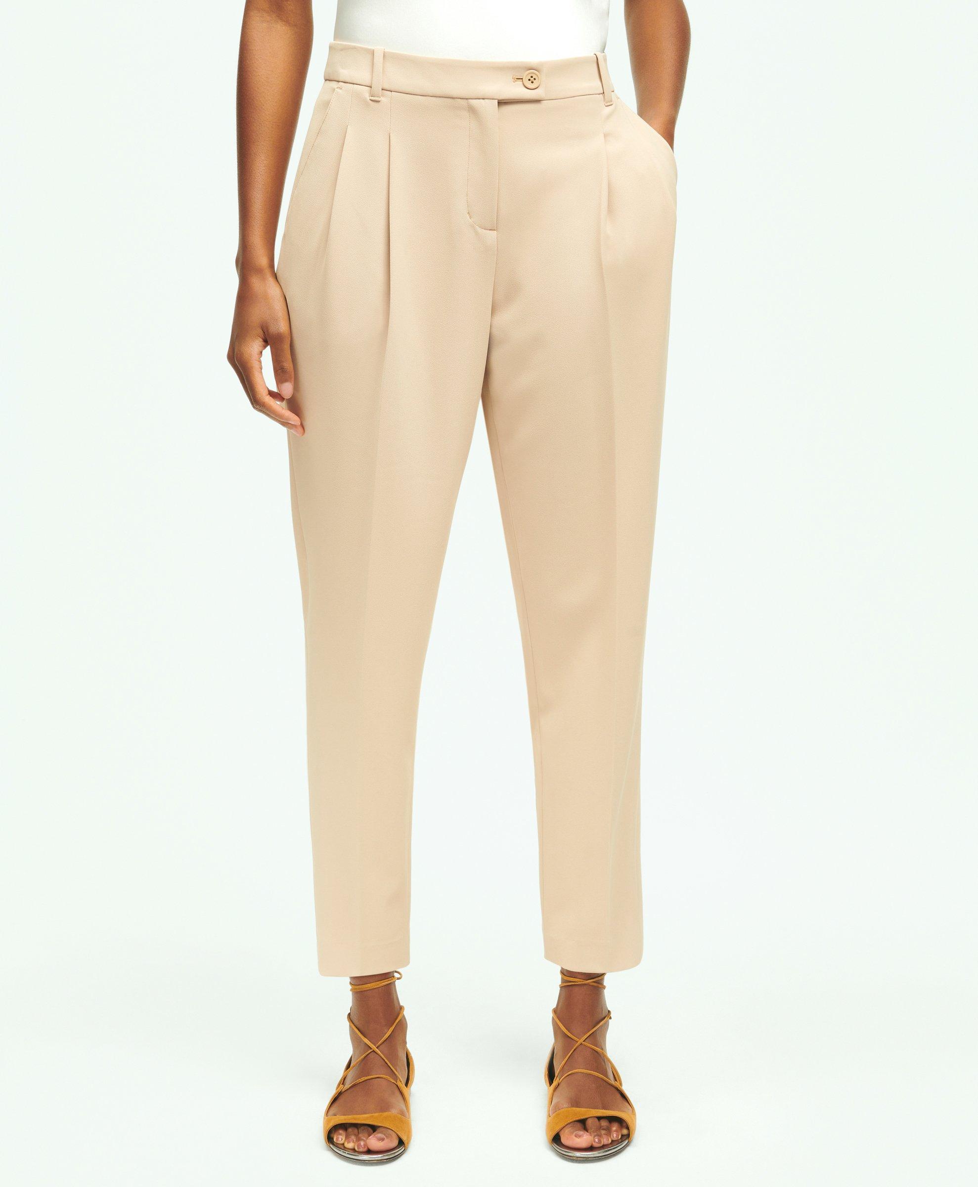 Brooks Brothers Cropped Fine Twill Crepe Pants | Khaki | Size 6