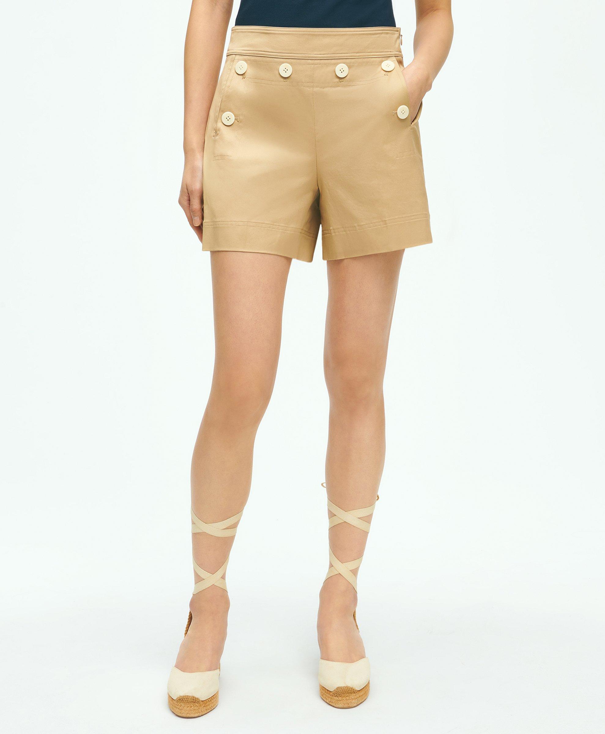 Shop Brooks Brothers Sailor Shorts In Cotton Blend | Light Beige | Size 10
