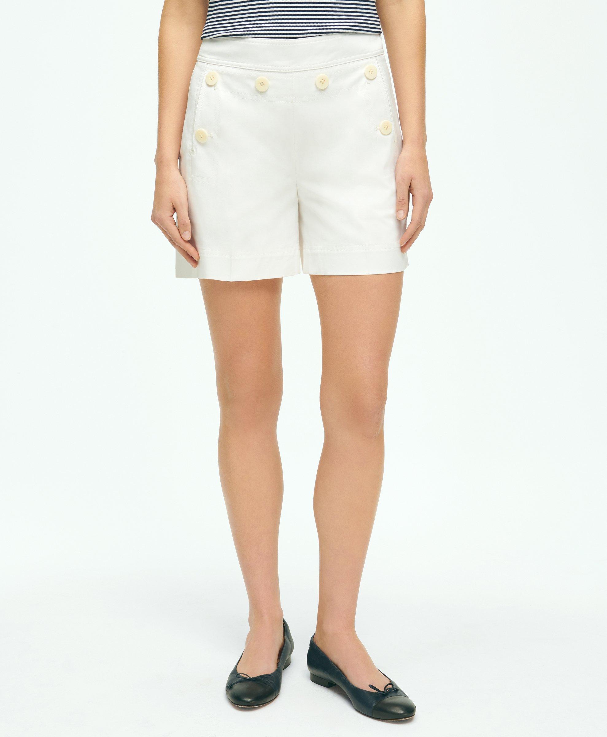 Brooks Brothers Sailor Shorts In Cotton Blend | White | Size 10