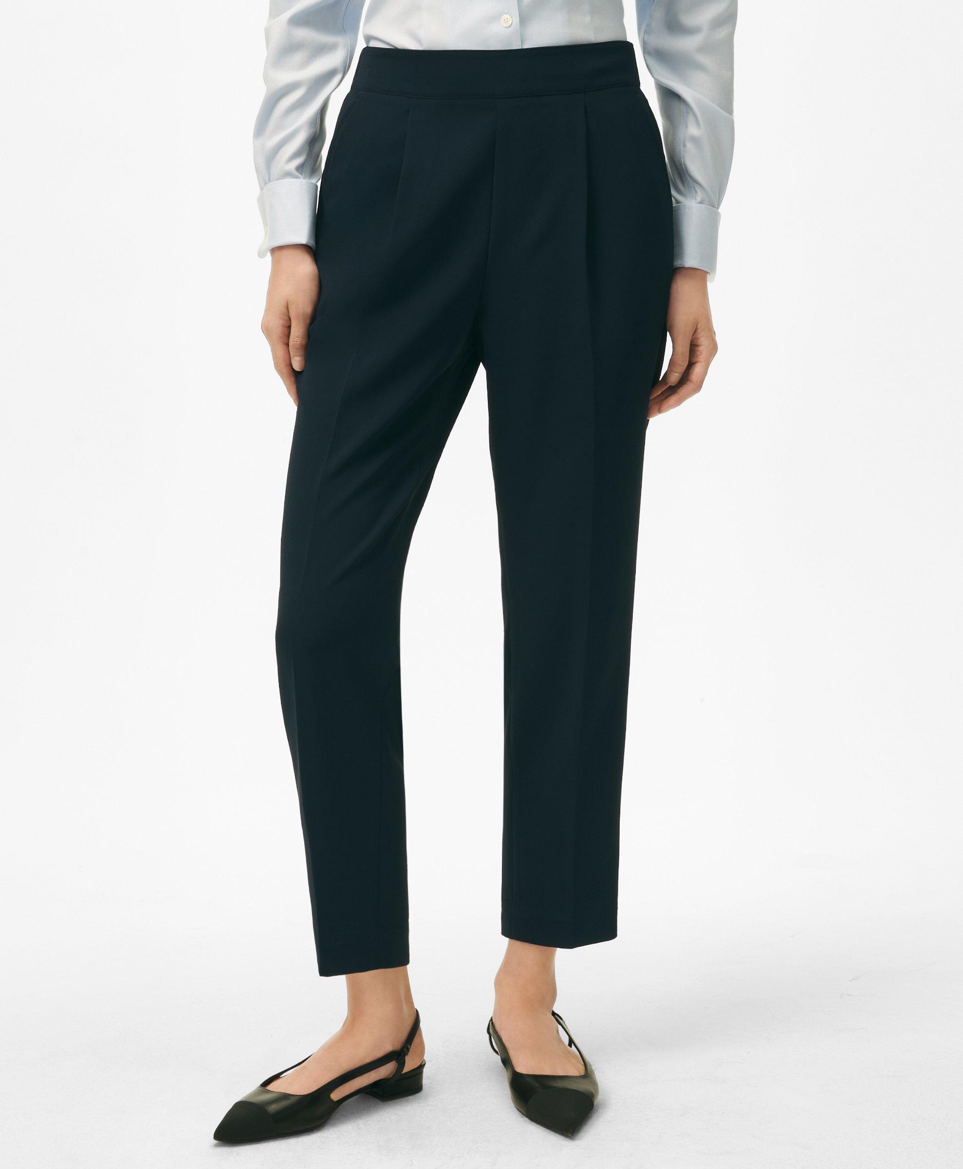 Brooks Brothers Easy Fit, Elastic Back Fine Twill Stretch Crepe Pants In Navy