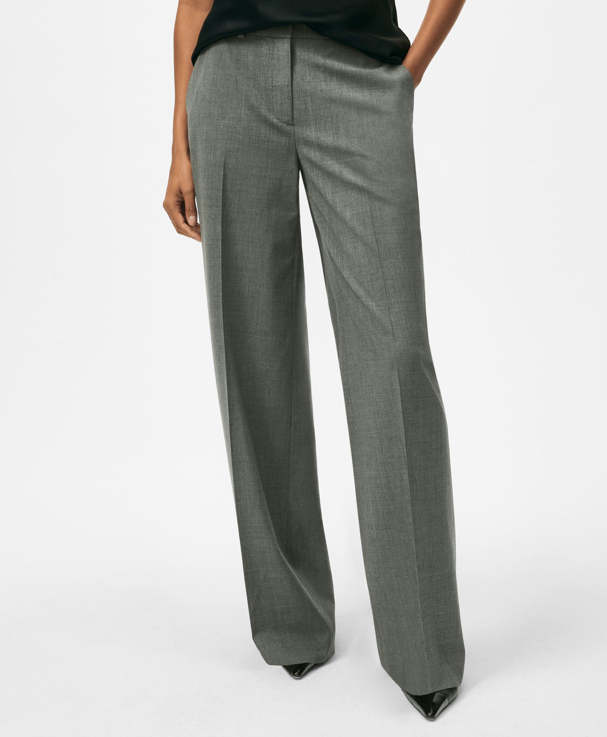 Brooks Brothers The Essentials Wide-leg Trousers In Wool Blend In Dark Grey