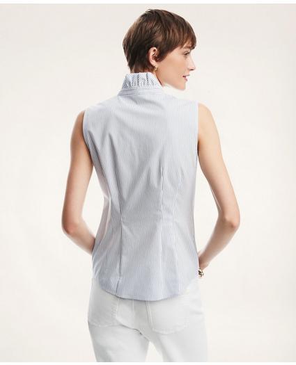 Fitted Non-Iron Stretch Supima Cotton Sleeveless Striped Shirt