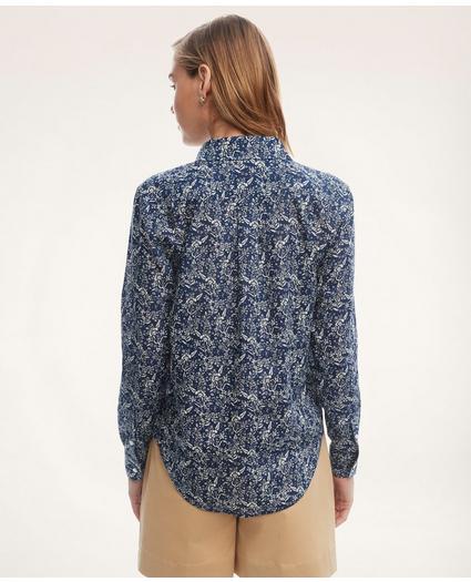 Classic-Fit Indigo Cotton Linen Floral Shirt
