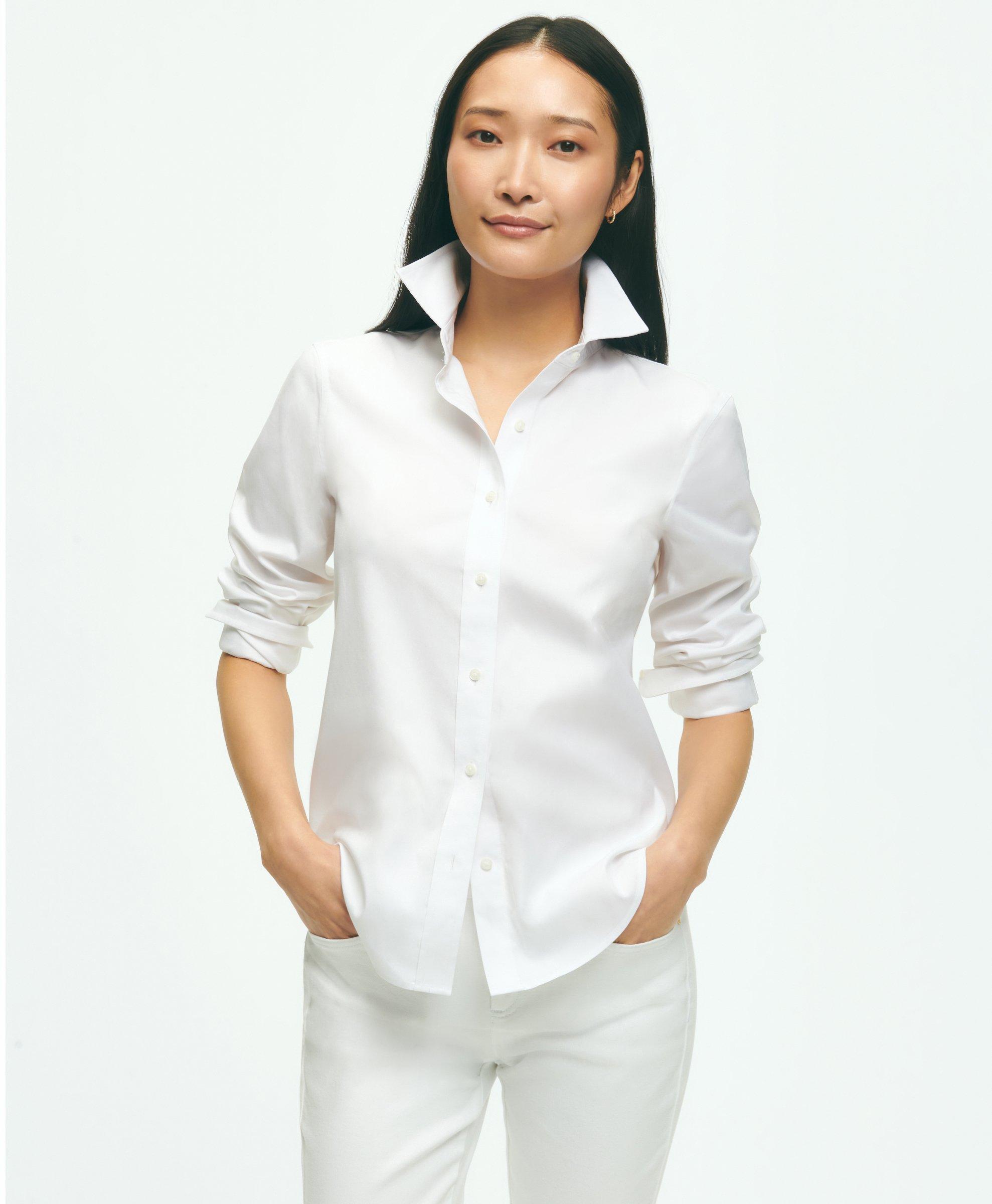 Brooks Brothers Classic-fit Non-iron Stretch Supima Cotton Dress Shirt | White | Size 16