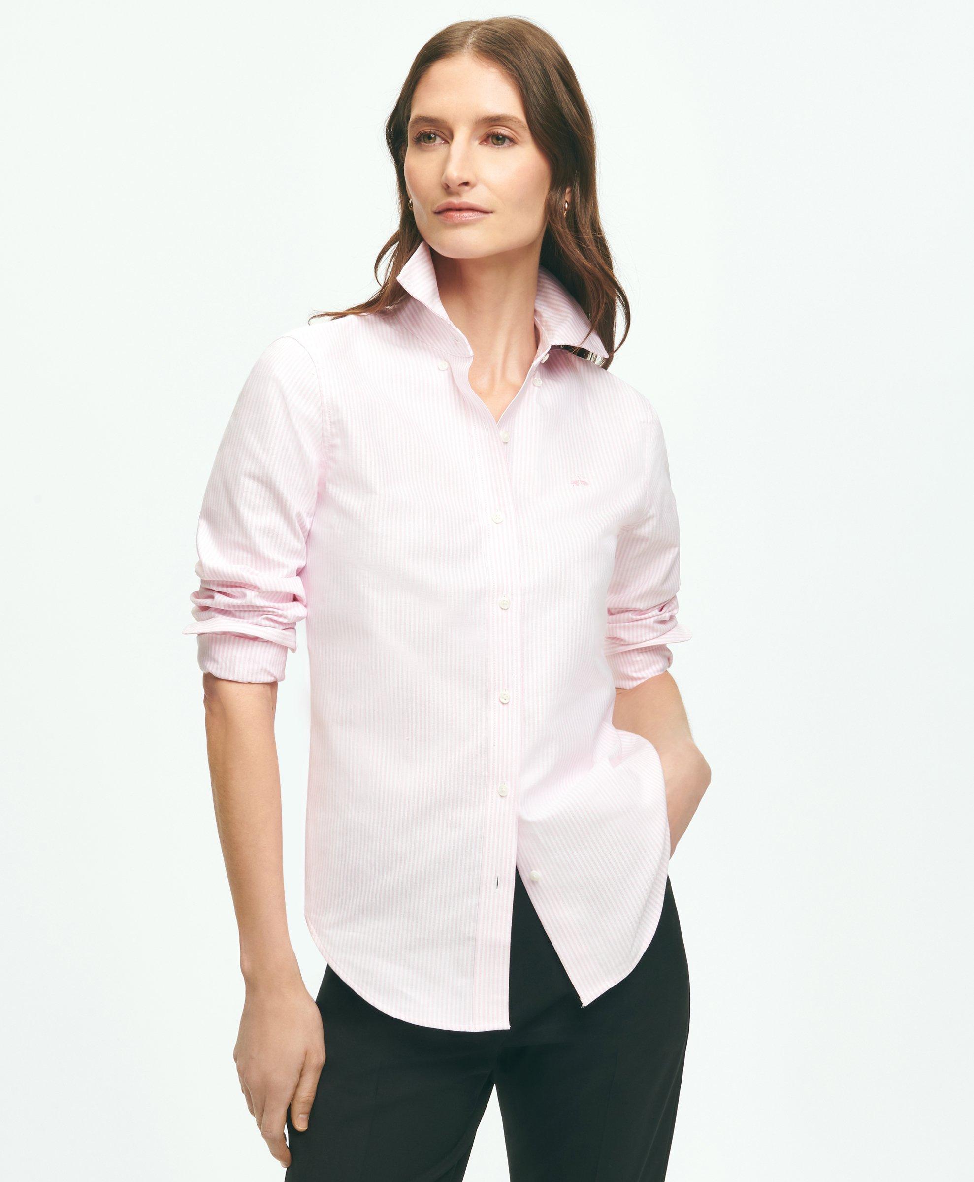 Ladies' Pinpoint Oxford Long-Sleeve Shirt with Button-Down Collar