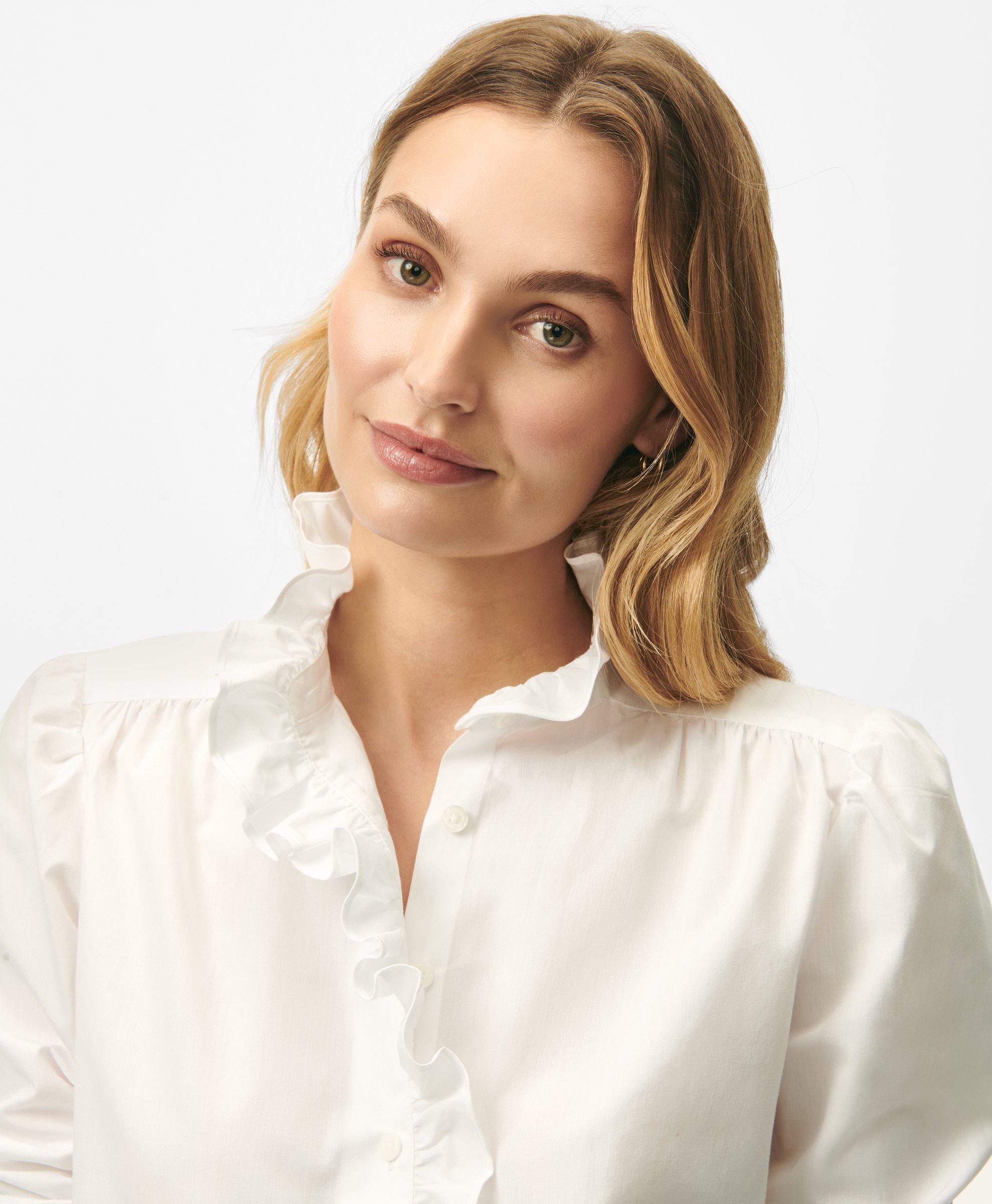 white frilly shirt womens