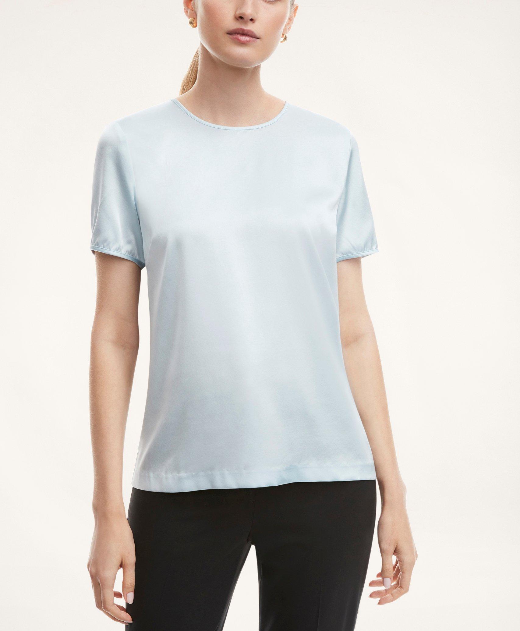 Brooks Brothers Silk T-shirt | Light Blue | Size 4