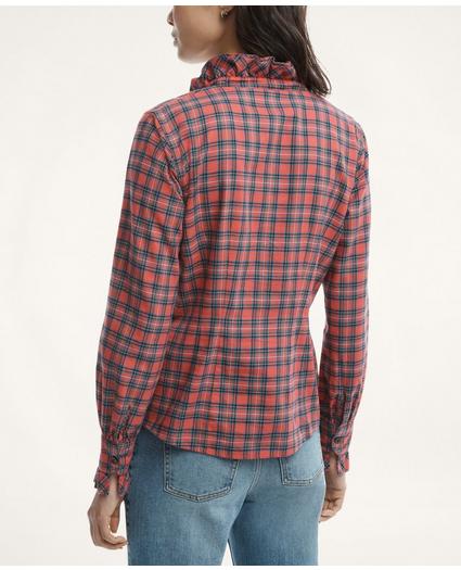 Fitted Cotton Wool Ruffle Flannel Shirt