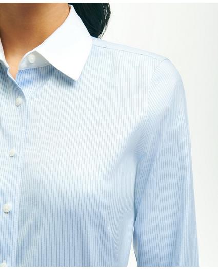 Fitted Non-Iron Stretch Supima Cotton Mini Stripe Shirt
