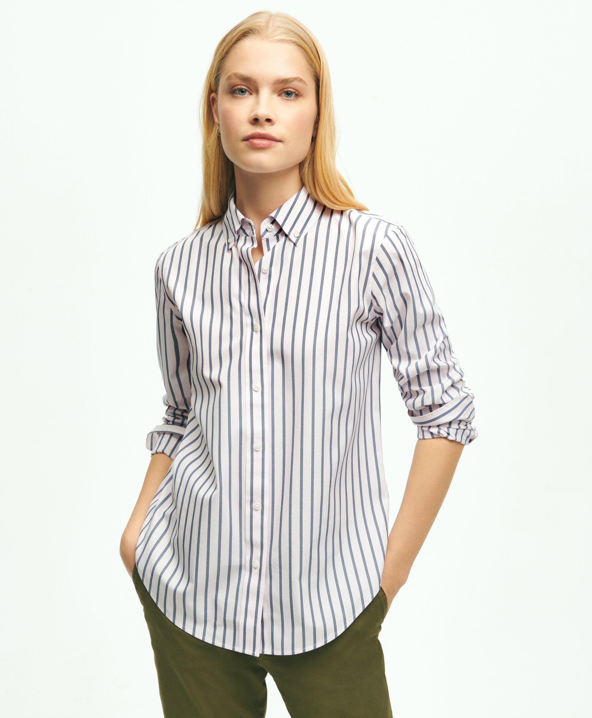 Brooks Brothers Classic Fit Non-iron Stretch Supima Cotton Stripe Shirt | Pink | Size 6