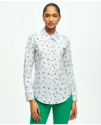 Cotton Poplin Ruffled Floral Shirt