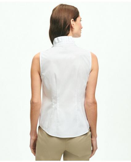 Fitted Non-Iron Stretch Supima Cotton Stripe Sleeveless Shirt